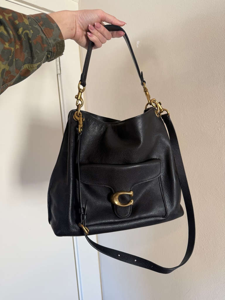 Coach Tabby Hobo Black Leather Shoulder Bag With Gold Hardware